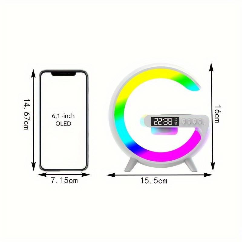 Garso kolonėlė 3in1 5W Garso kolonėlė su RGB apšvietimu, belaidžiu įkrovimu ir žadintuvu