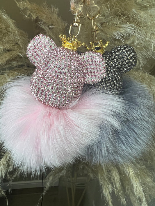 Rožinis raktų pakabukas